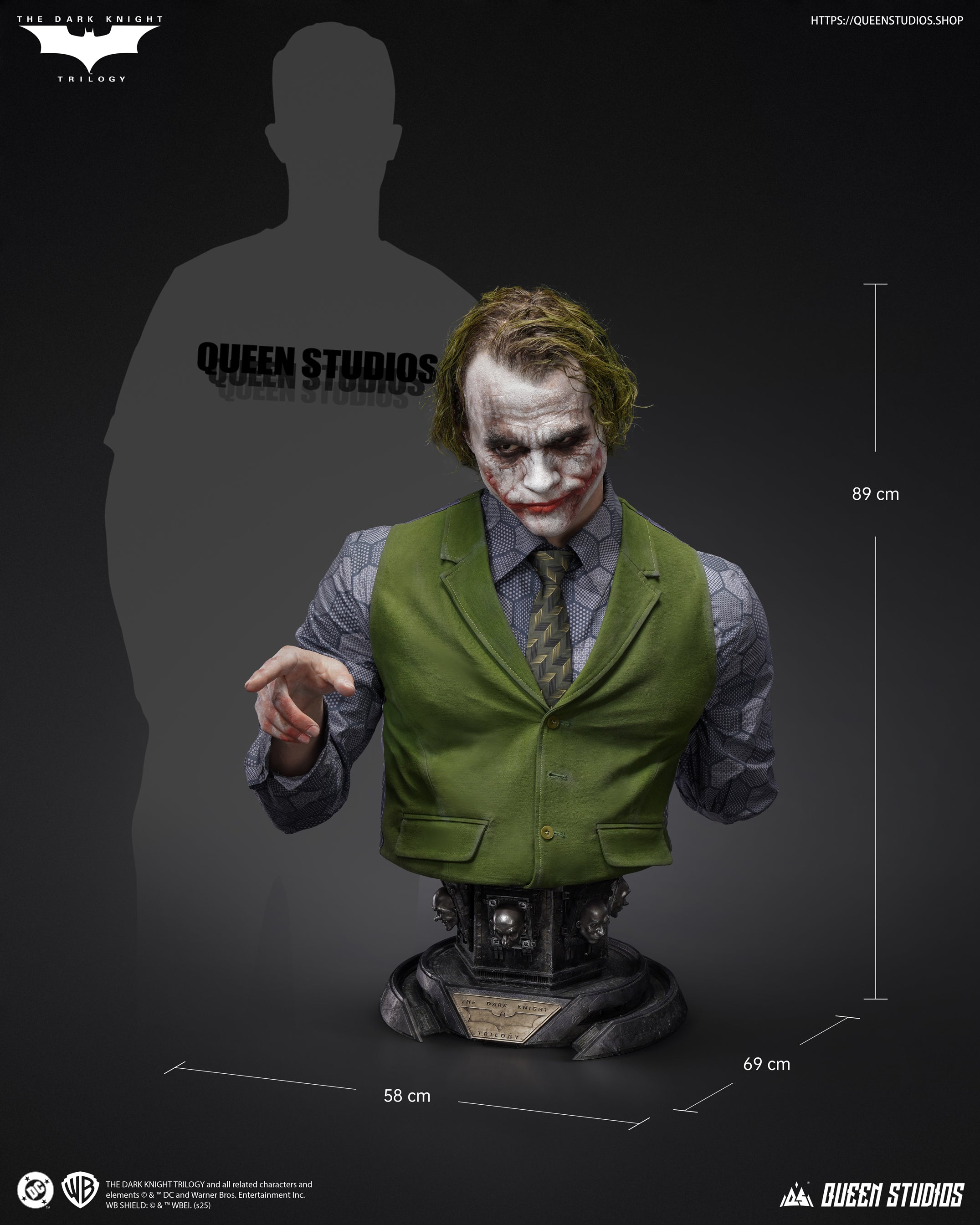 【Pre-order】Queen Studios The Joker (TDK) Life-size Bust