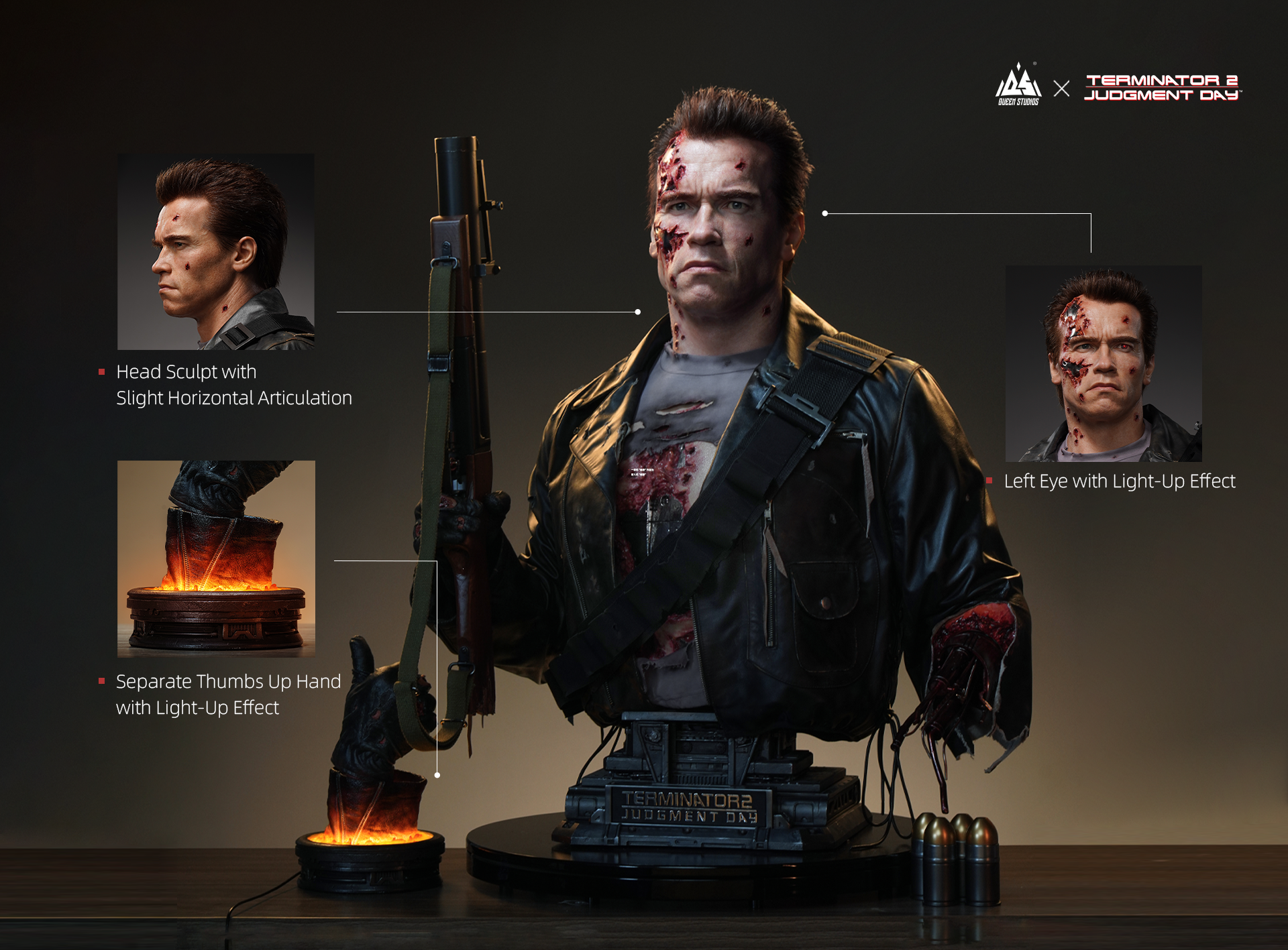 【Pre-order】Queen Studios – T-800 Battle Damaged (Mechanical) Life-Size Bust